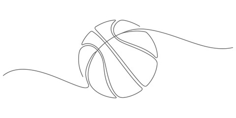 Minimalist continuous line drawing of a basketball in motion vector