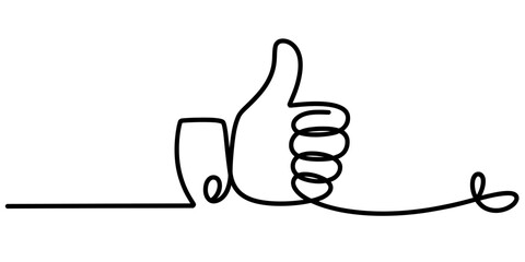 Continuous line drawing of a thumbs up gesture minimalist art style vector