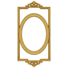Obraz premium A Luxurious Gold Mirror Frame, Cut Out, Clipping Path, Isolated on a Transparent PNG Background.