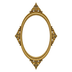 Obraz premium A Classic Luxurious Golden Picture Frame, Cut Out, Clipping Path, Isolated on a Transparent PNG Background.