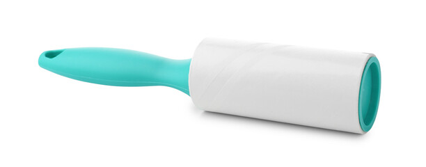 One sticky lint roller isolated on white