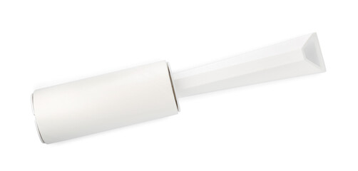 One sticky lint roller isolated on white, top view