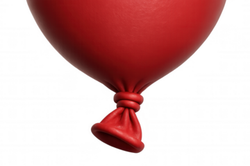 Red balloon with knot on transparent background symbolizing celebration, party, and festive events