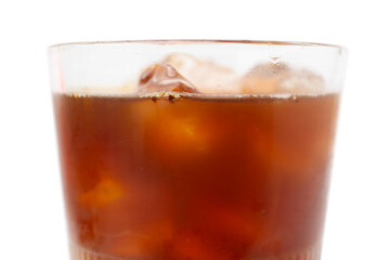 Tasty iced coffee in glass isolated on white