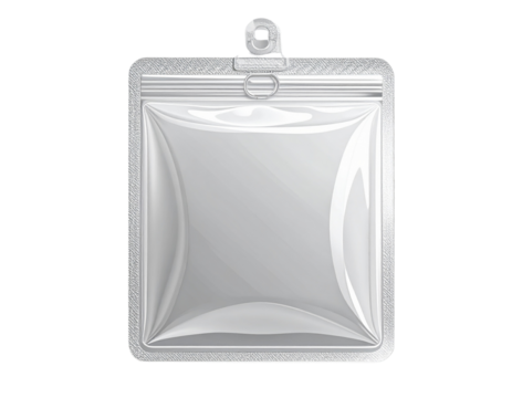 Front-Facing Clear Plastic Blister Packaging with Hang Tab, Empty and Isolated on Tra