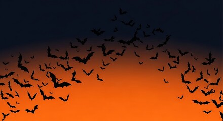 Halloween Bats on Orange and Navy Gradient Background