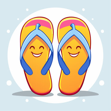 Summer Beach Flip Flops with Seashells Illustration