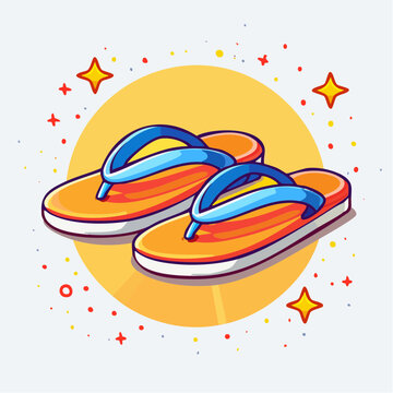 Summer Beach Flip Flops with Seashells Illustration