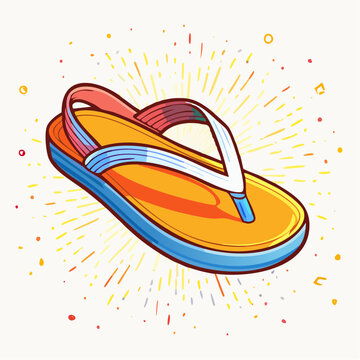 Summer Beach Flip Flops with Seashells Illustration