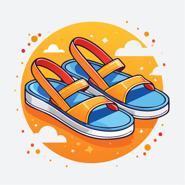 Summer Beach Flip Flops with Seashells Illustration