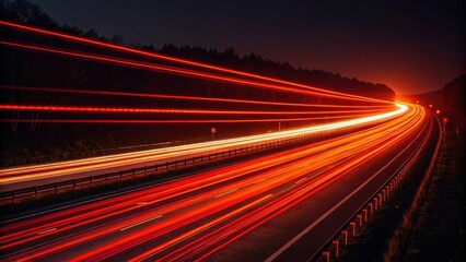 Red and Orange Light Streaks on Highway at Night