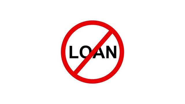Loan restriction warning icon animation with white background.