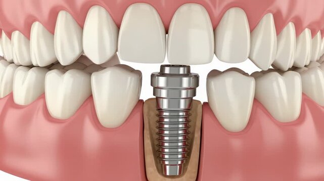 Dental implant in a human jawbone