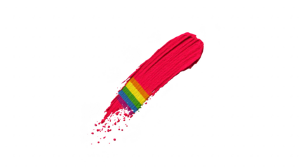 Rainbow paint brush stroke colorful abstract art vibrant red orange yellow green blue purple creative expression isolated on transparency background joyful mood