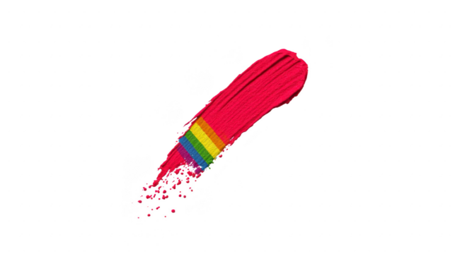 Rainbow paint brush stroke colorful abstract art vibrant red orange yellow green blue purple creative expression isolated on transparency background joyful mood