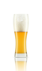 glass mug with beer and foam