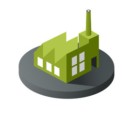 Naklejka premium Green factory building isometric icon industry symbol