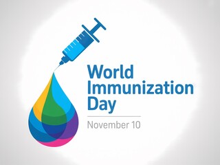 World immunization day celebrated on november 10th with a colorful droplet and syringe symbolizing health and protection