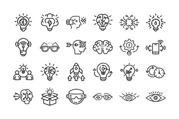 Creative Idea outline vector icon set