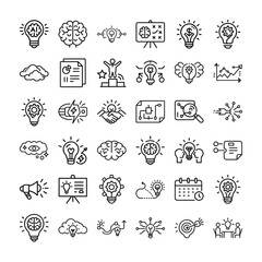 Creative Idea outline vector icon set