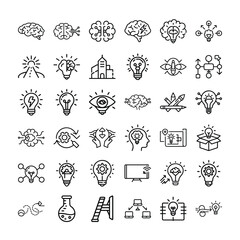 Creative Idea outline vector icon set