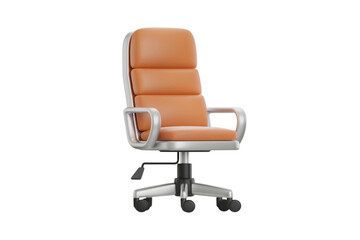 3d illustration Stylish orange office chair with modern design. Isolated on transparent background, png