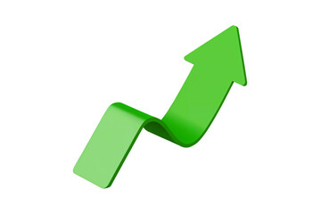 3d illustration Green Arrow Symbolizing Growth and Progress. Isolated on transparent background, png