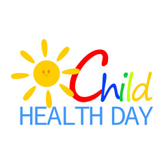 Child Health Day cheerful lettering with sun