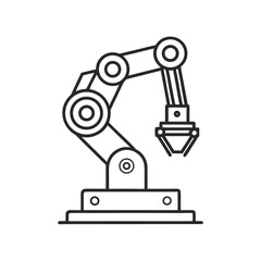 Robotic Manufacturing Arm Outline Icon – Vector Illustration