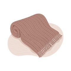 Knitted wool blanket vector style in warm brown color