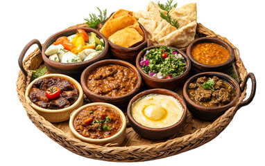 Ethiopian Orthodox Christmas feast setup with injera and traditional dishes symbolizing culture and celebration isolated on transparent background PNG