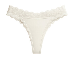 Obraz premium White thong with scalloped lace trim for women.