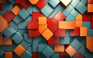 Colorful geometric tiles arranged in a modern pattern on a flat surface