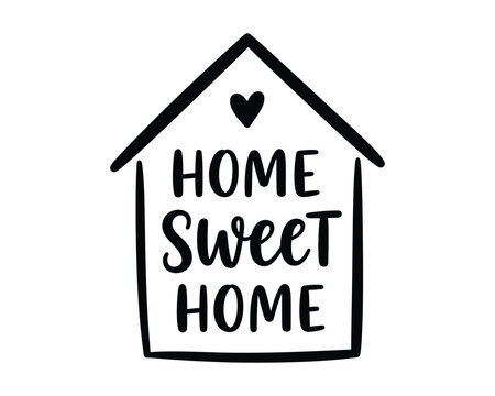 Home Sweet Home Black and White Vector Illustration Art - Powered by Adobe