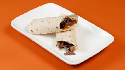Lavash doner kebab or shawarma isolated	