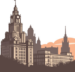 Obraz premium Modern city skyline illustration with geometric elements