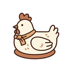 Cute Cartoon Chicken Cookie with Scarf Illustration.