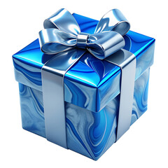 Blue Gift Box with Silver Ribbon
