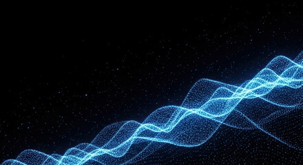 Glowing blue wave on dark background abstract