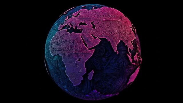 Abstract digital Earth globe with interconnected lines and vibrant gradient colors on a black background, symbolizing global network and technology.