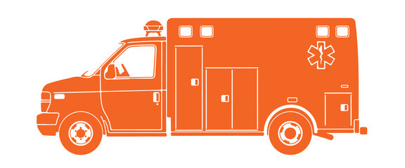 Orange Ambulance Vehicle Icon with Star of Life Emblem Keywords: ambulance, vehicle, emergency vehicle, medical transport, rescue