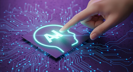 AI Chip with Human Profile Future Tech Innovation and Machine Learning