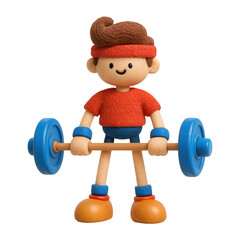 PNG Cartoon weightlifter with barbell.