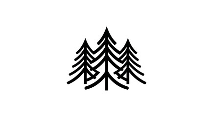 Obraz premium Minimalist black icon of three stylized pine trees on a white background