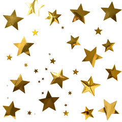 Obraz premium Gleaming golden stars of varied sizes scattered against a black background