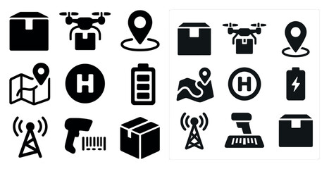 Delivery and logistics icons set &ndash; solid, filled, shipping and courier symbols