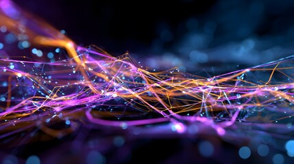 Futuristic data network glows showcasing artificial intelligence innovation and digital connection