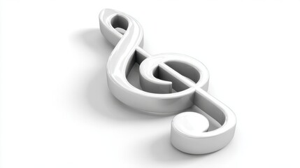Fototapeta premium A sleek white treble clef symbol, representing music and creativity, set against a simple background.