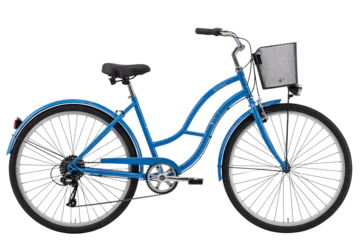 Ingelijste posters Fiets Stylish blue cruiser bicycle ready for a fun beach ride, offering vintage charm and healthy outdoor adventure, perfect for summer days and leisurely travel  © zohan