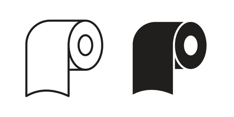 Toilet Paper icon in Line and Silhouette Icon Set. Isolated Vector Illustration.